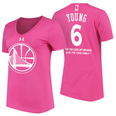 Women's Golden State Warriors #6 Nick Young Pink Mother's Day T-Shirt