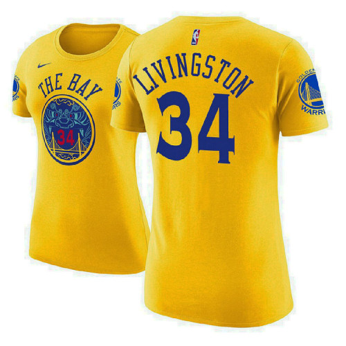 Women's Golden State Warriors #34 Shaun Livingston City T-Shirt Women's Golden State Warriors #34 Shaun Livingston City T-Shirt