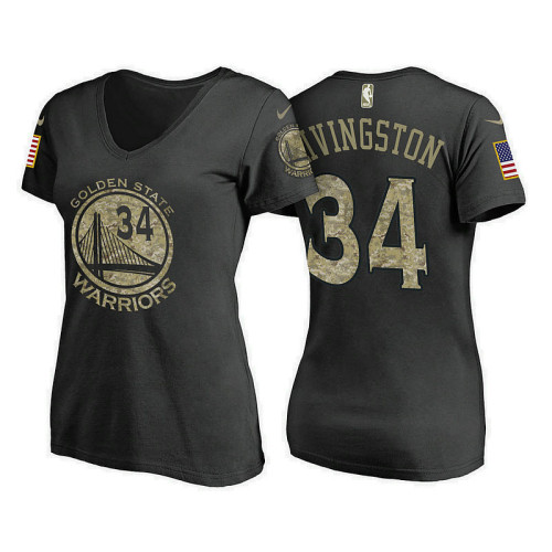 Women's Shaun Livingston Golden State Warriors #34 USA Flag Camo T-Shirt Women's Shaun Livingston Golden State Warriors #34 USA Flag Camo T-Shirt