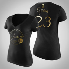 Women's Golden State Warriors Draymond Green #23 Golden Edition Handwriting T-Shirt  -  Black