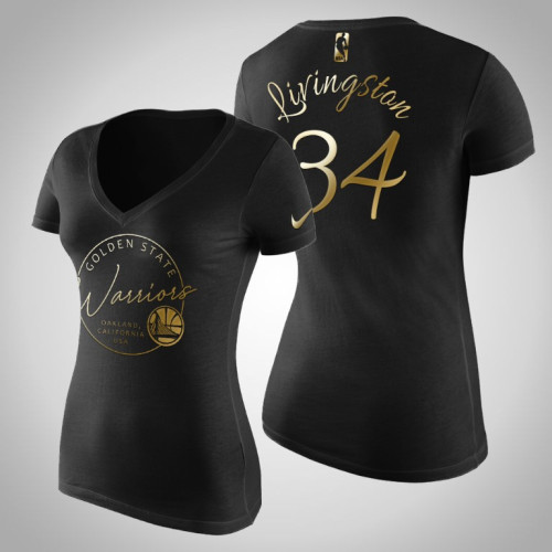 Women's Golden State Warriors Shaun Livingston #34 Golden Edition Handwriting T-Shirt - Black Women's Golden State Warriors Shaun Livingston #34 Golden Edition Handwriting T-Shirt - Black