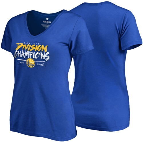 Women's Golden State Warriors Royal 2017 Pacific Division Champions T-Shirt Women's Golden State Warriors Royal 2017 Pacific Division Champions T-Shirt