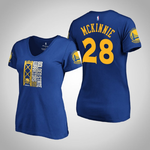 Women's Golden State Warriors Alfonzo McKinnie #28 2019 Western Conference Champions Identity V-Neck Royal T-Shirt