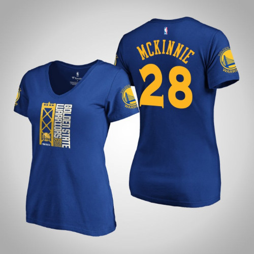 Women's Golden State Warriors Alfonzo McKinnie #28 2019 Western Conference Champions Identity V-Neck Royal T-Shirt Women's Golden State Warriors Alfonzo McKinnie #28 2019 Western Conference Champions Identity V-Neck Royal T-Shirt