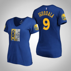 Women's Golden State Warriors Andre Iguodala #9 2019 Western Conference Champions Identity V-Neck Royal T-Shirt