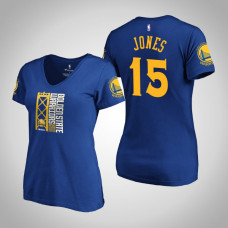 Women's Golden State Warriors Damian Jones #15 2019 Western Conference Champions Identity V-Neck Royal T-Shirt