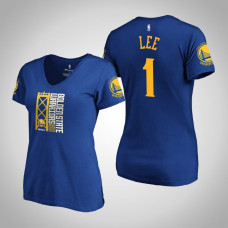 Women's Golden State Warriors Damion Lee #1 2019 Western Conference Champions Identity V-Neck Royal T-Shirt