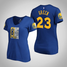 Women's Golden State Warriors Draymond Green #23 2019 Western Conference Champions Identity V-Neck Royal T-Shirt