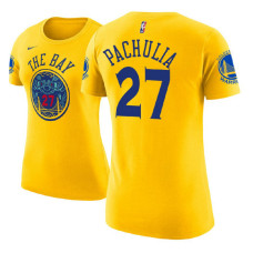 Women's Golden State Warriors #27 Zaza Pachulia Gold City T-Shirt