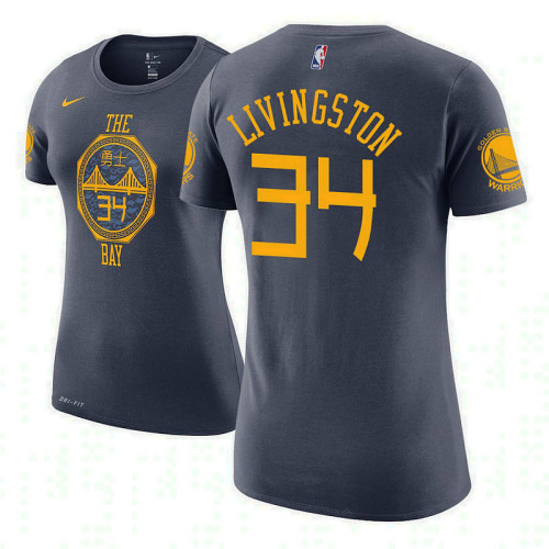 Women's Golden State Warriors #34 Shaun Livingston Gray City T-Shirt Women's Golden State Warriors #34 Shaun Livingston Gray City T-Shirt