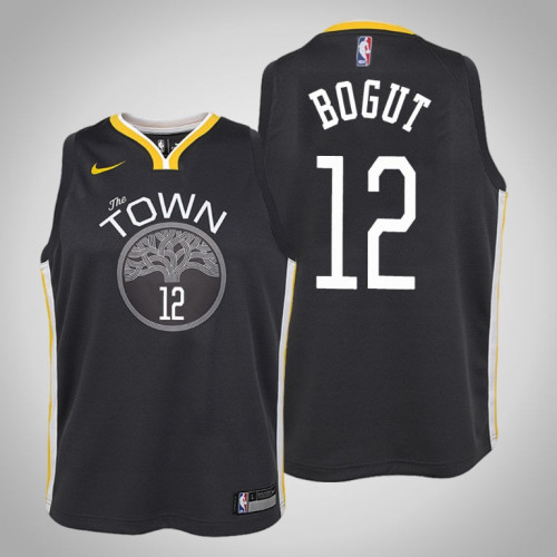 Youth Andrew Bogut Golden State Warriors Statement Black 2022 Champions Jersey