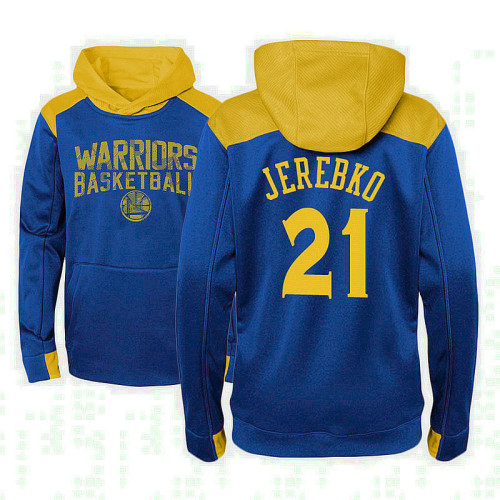 Youth Golden State Warriors #21 Jonas Jerebko Royal Outerstuff Off The Court Hoodie