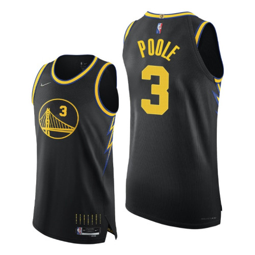 Warriors 3 Jordan Poole Black 202122 City Edition Jersey 75th Season